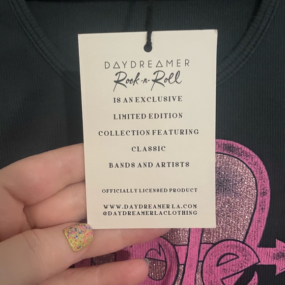 🎸 Daydreamer LA hole miss world cropped tank top new nwt XL glitter heart pink - Picture 10 of 10